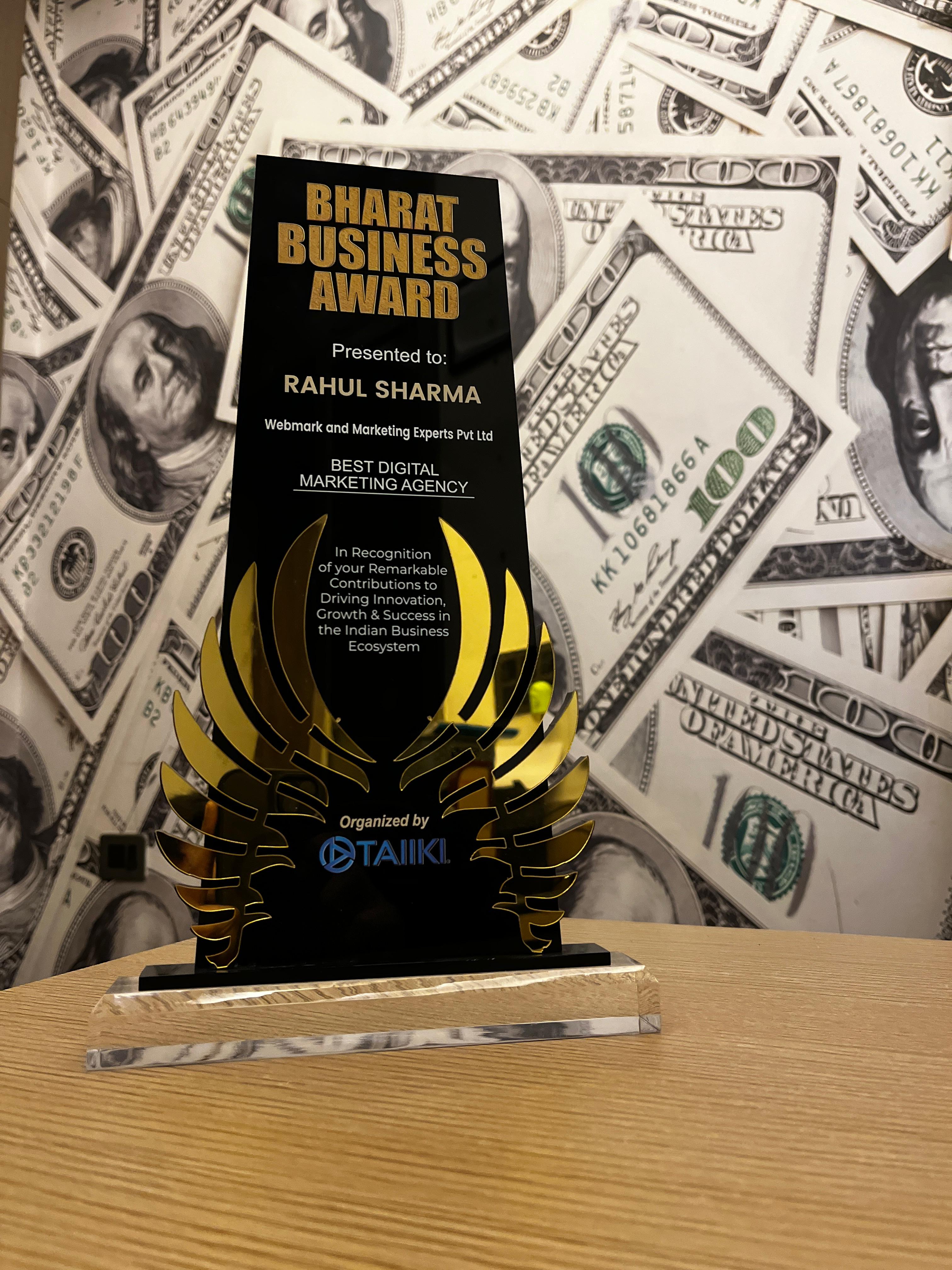 Bharat Business Award for Best Digital Marketing Agency – Rahul Sharma
